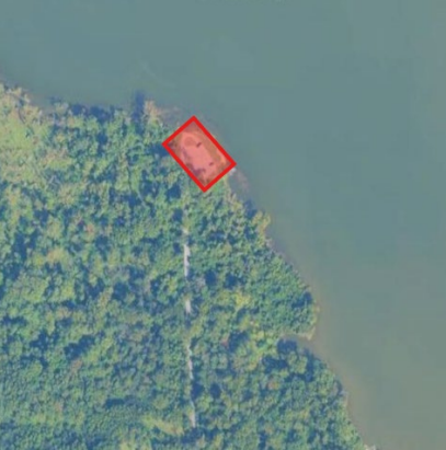 A map outlining the closure area of Farmington Landing in red.
