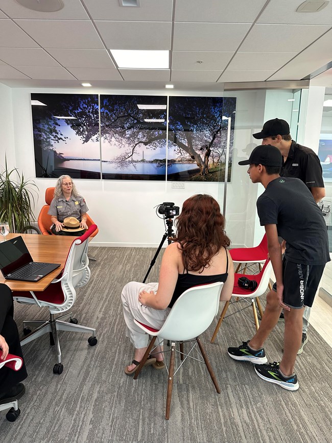 Youth Ambassadors interviewing Park Ranger