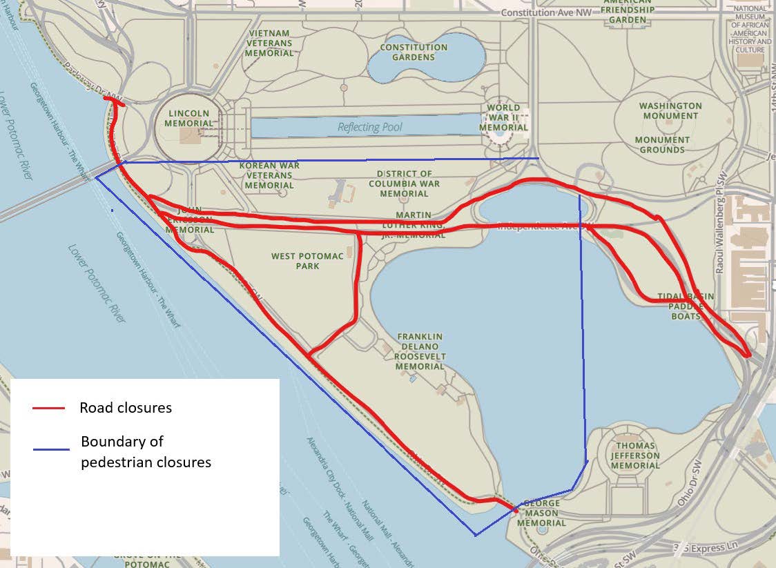 Map of road and area closures for aerobatic box on July 3, 2026. Specific closures are listed on this page.