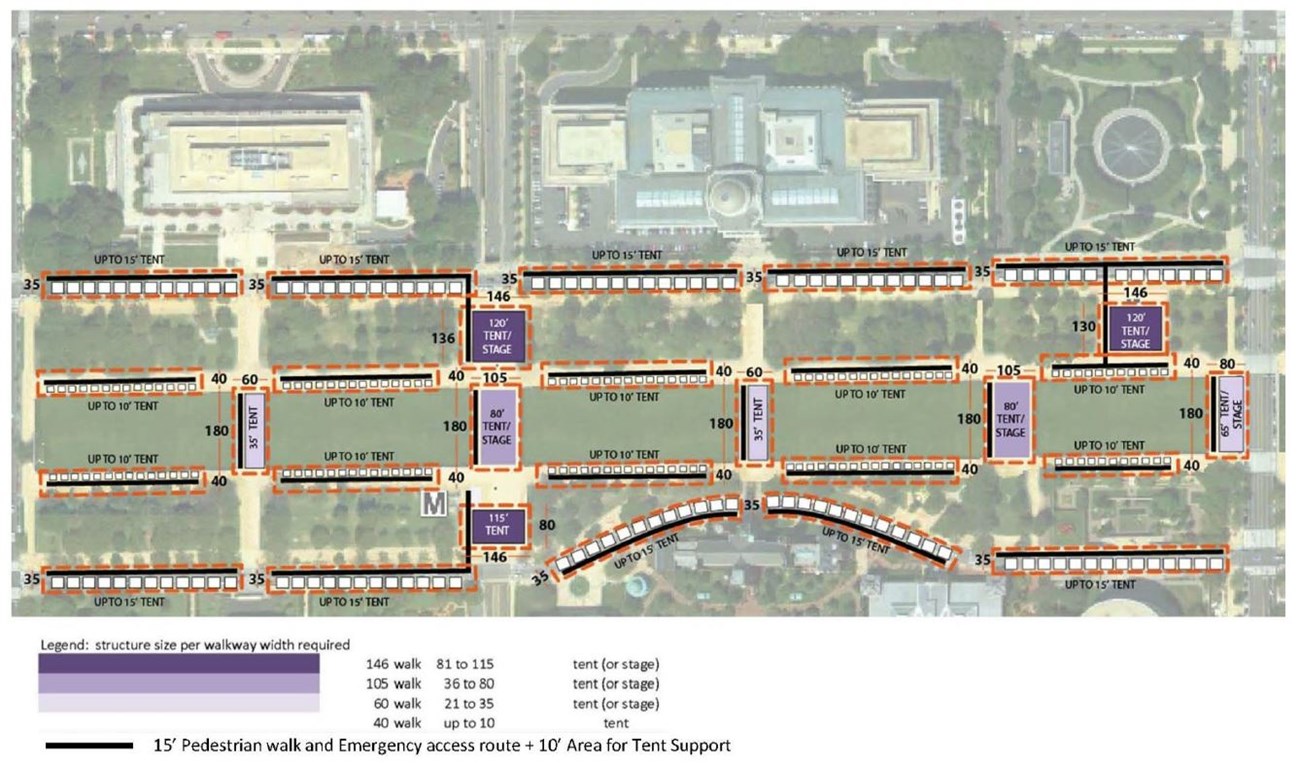 Map showing set up opportunities on the National Mall
