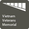Gray icon with outline of Vietnam Veterans Memorial wall in white