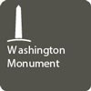 Gray icon with white outline of Washington Monument