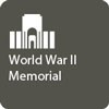 Gray icon with white outline of World War II Memorial