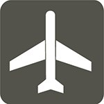 grey icon with white plane