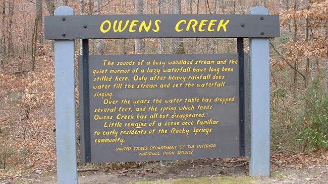 Information panel about Owens Creek.