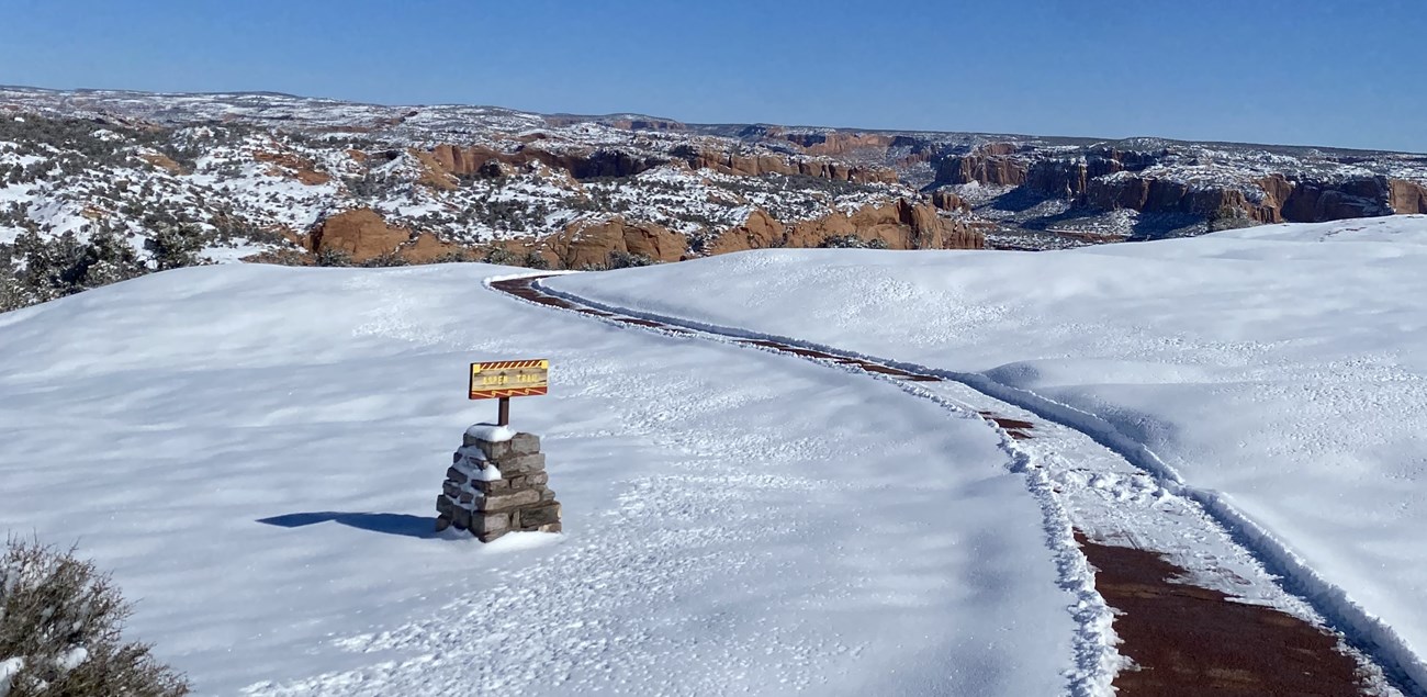 Snow on trail at park