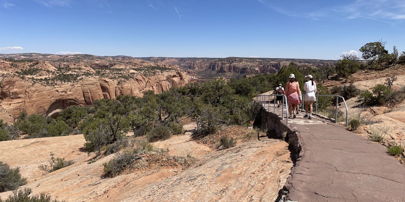 Several visitors walking on self-guided trail
