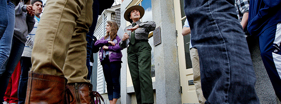 Ranger Lucy guides a walking tour