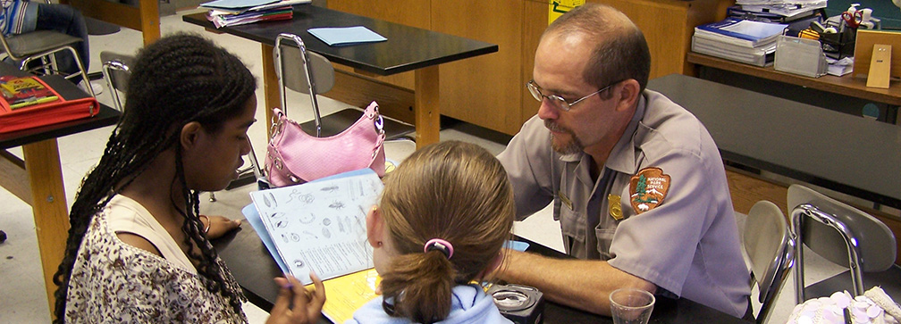 ranger in the classroom with students