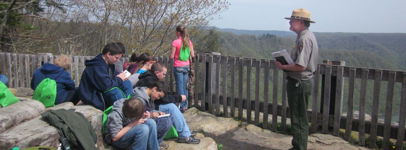 ranger with students at Grandview