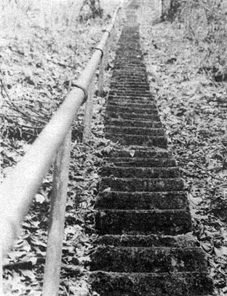 historic photo of stone steps on a steep hillside