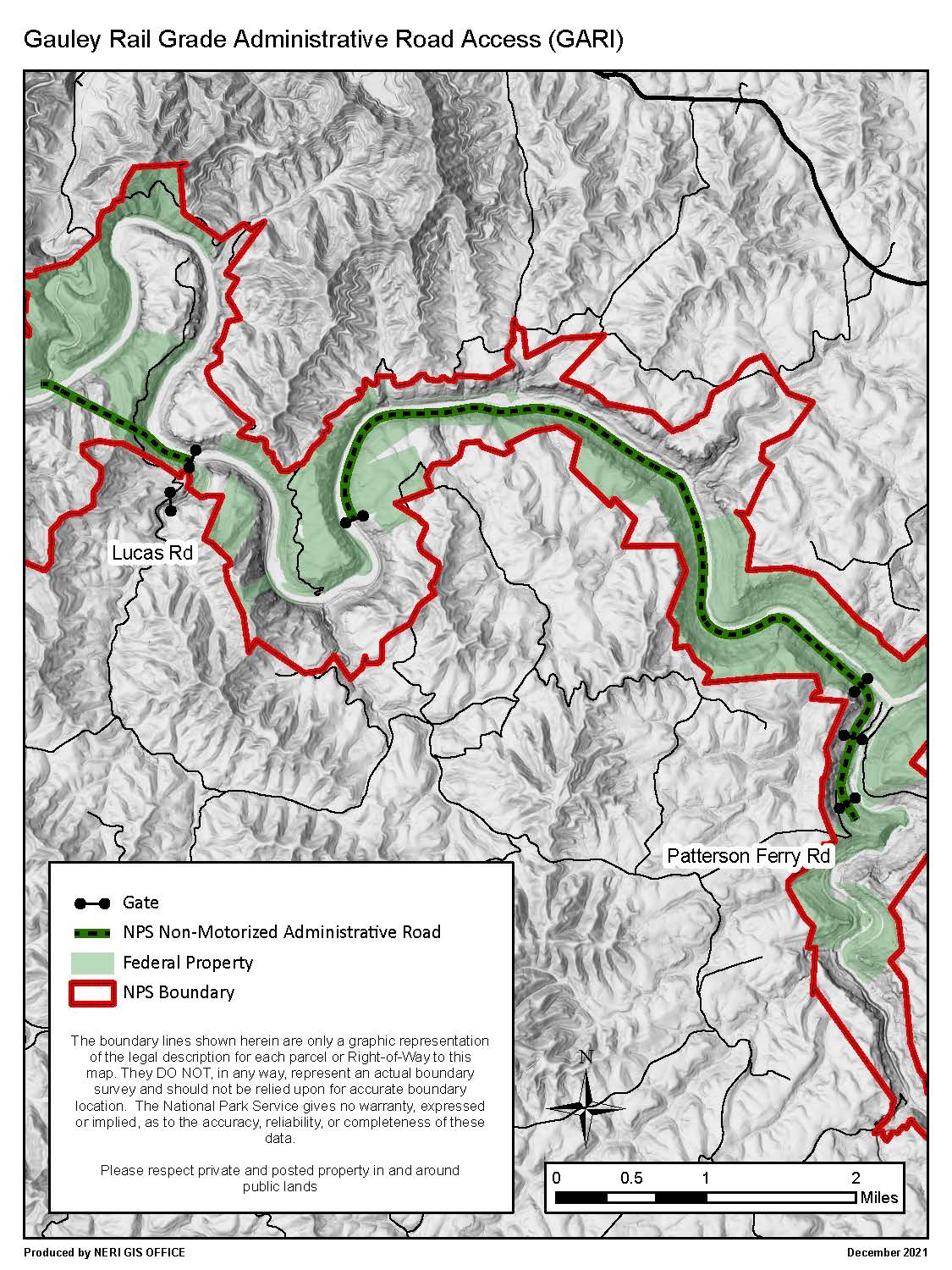 Gauley Rail Grade Administrative Road Map