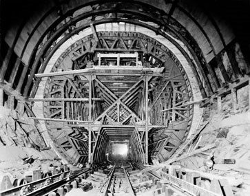 inside a tunnel under construction