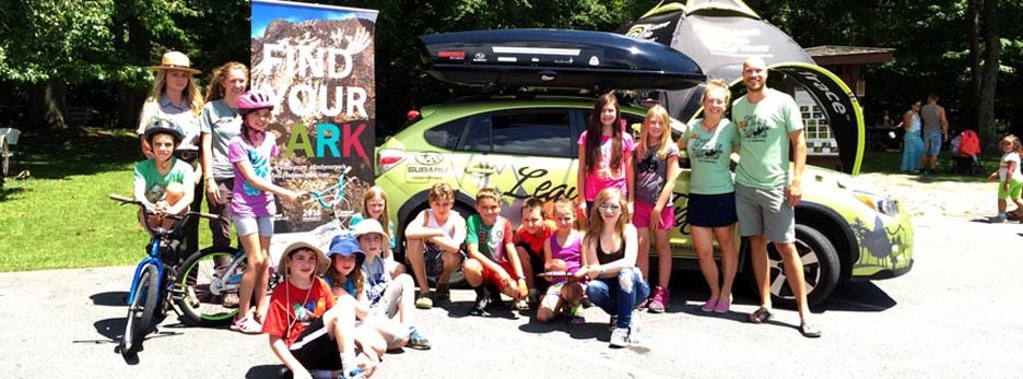 kids and ranger with Leave No Trace car
