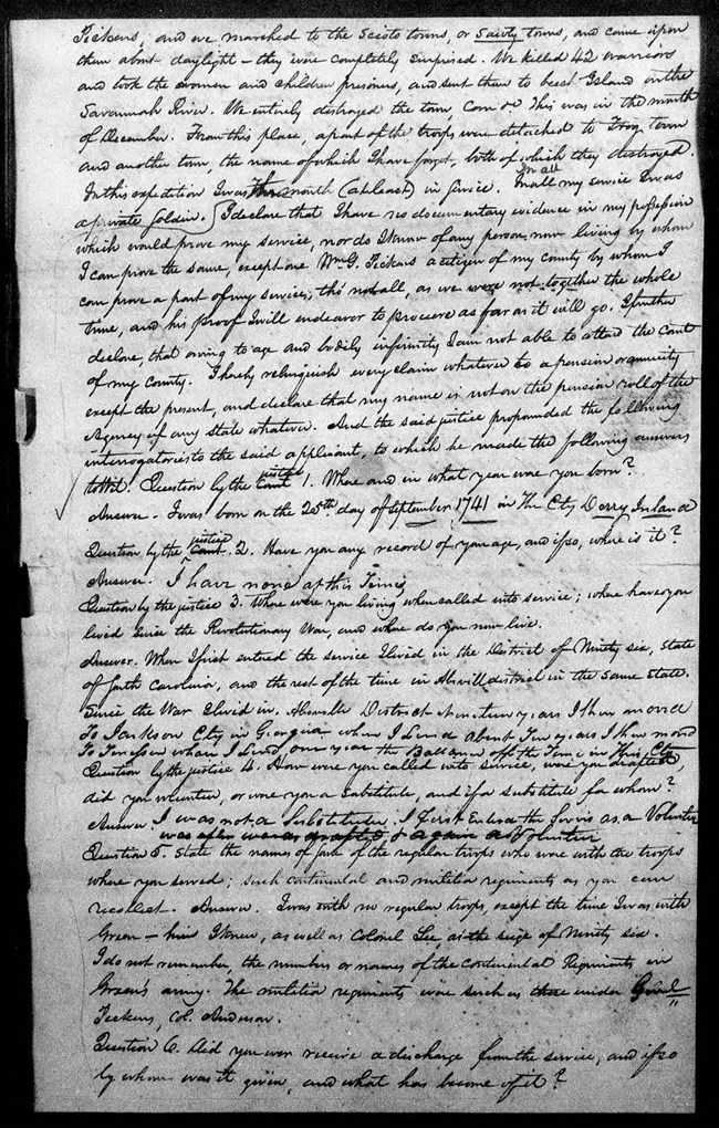 Pension Application of Patrick Cain