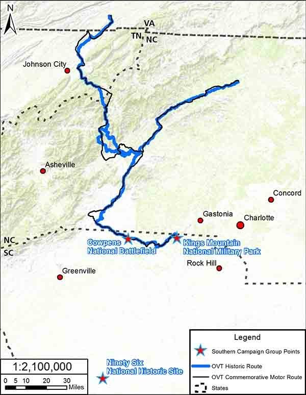 This map shows the location of the four SOCA parks within the states of South Carolina, North Carolina, Tennessee, and Virginia