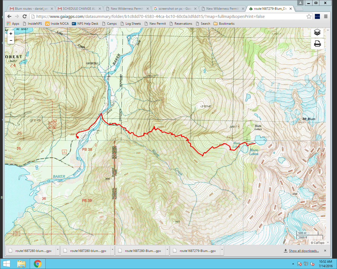 GPS Track of approach to Blum Lakes