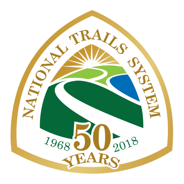 Triangular logo with the words National Trails System 50 Years 1968-2018