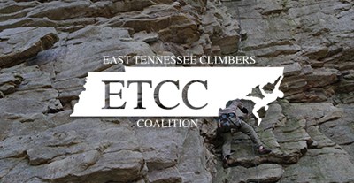 Rock climbing face with logo