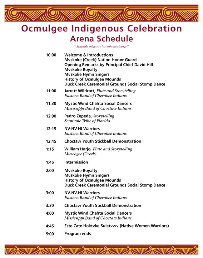 2025 Arena Schedule, Detailed Alt Text at bottom of the page