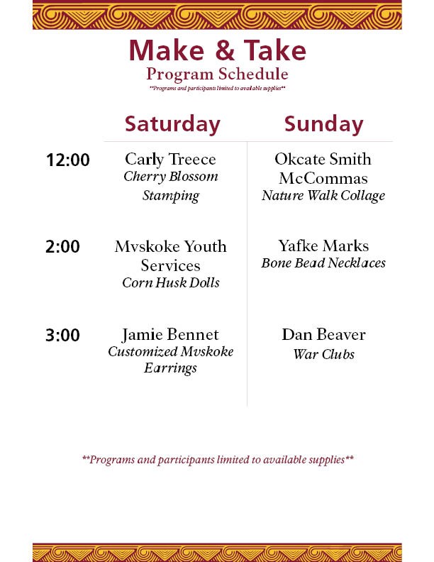 Make and take program schedule