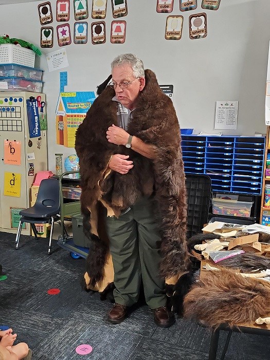 Park ranger presenting to a school classroom