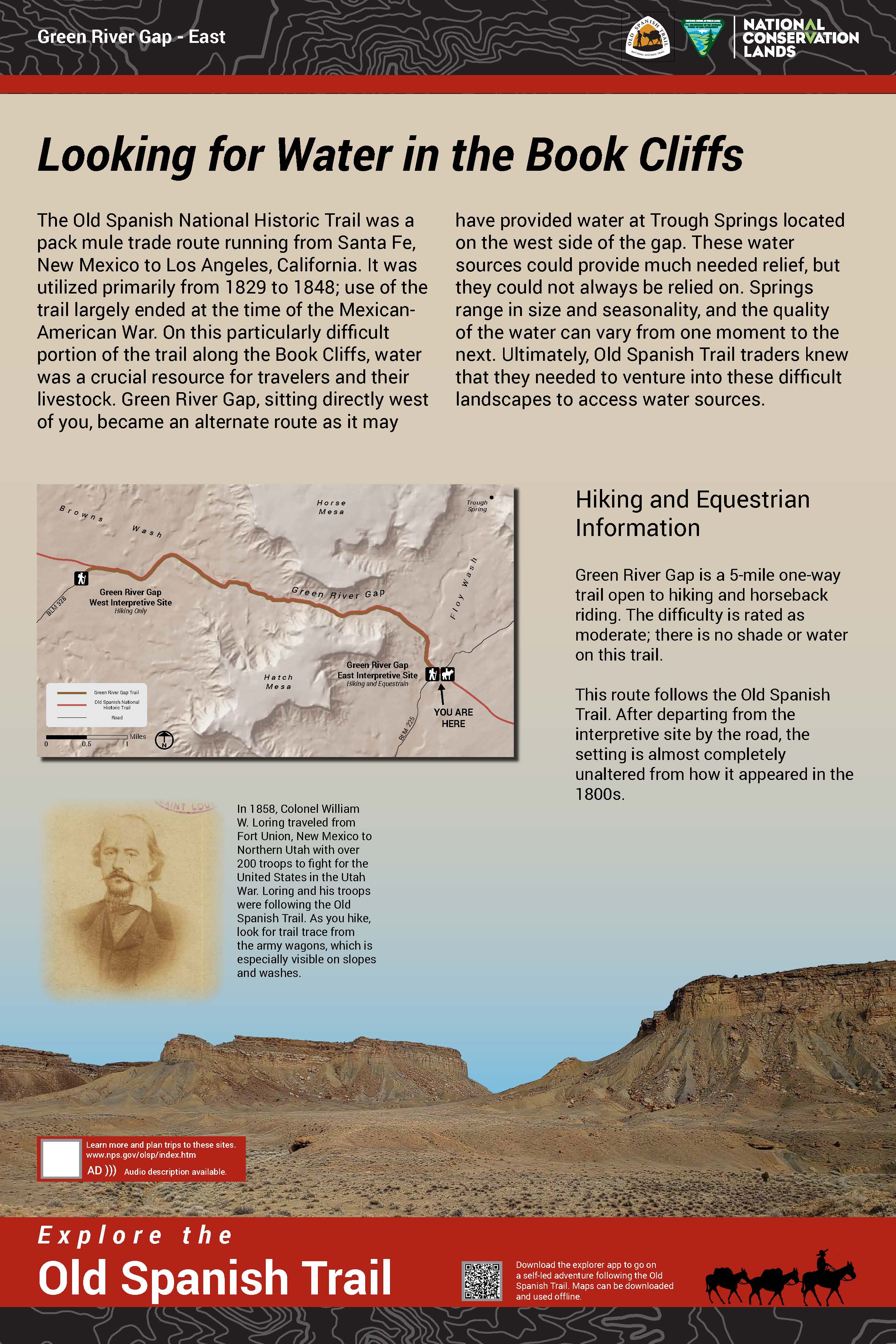 Wayside interpretive exhibit, full audio description is available.