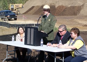 Former Olympic NP Superintendent Bill Laitner speaks at the PAWTP groundbreaking ceremony.