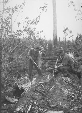 CCCs mopping up small smoke on Polson Fire