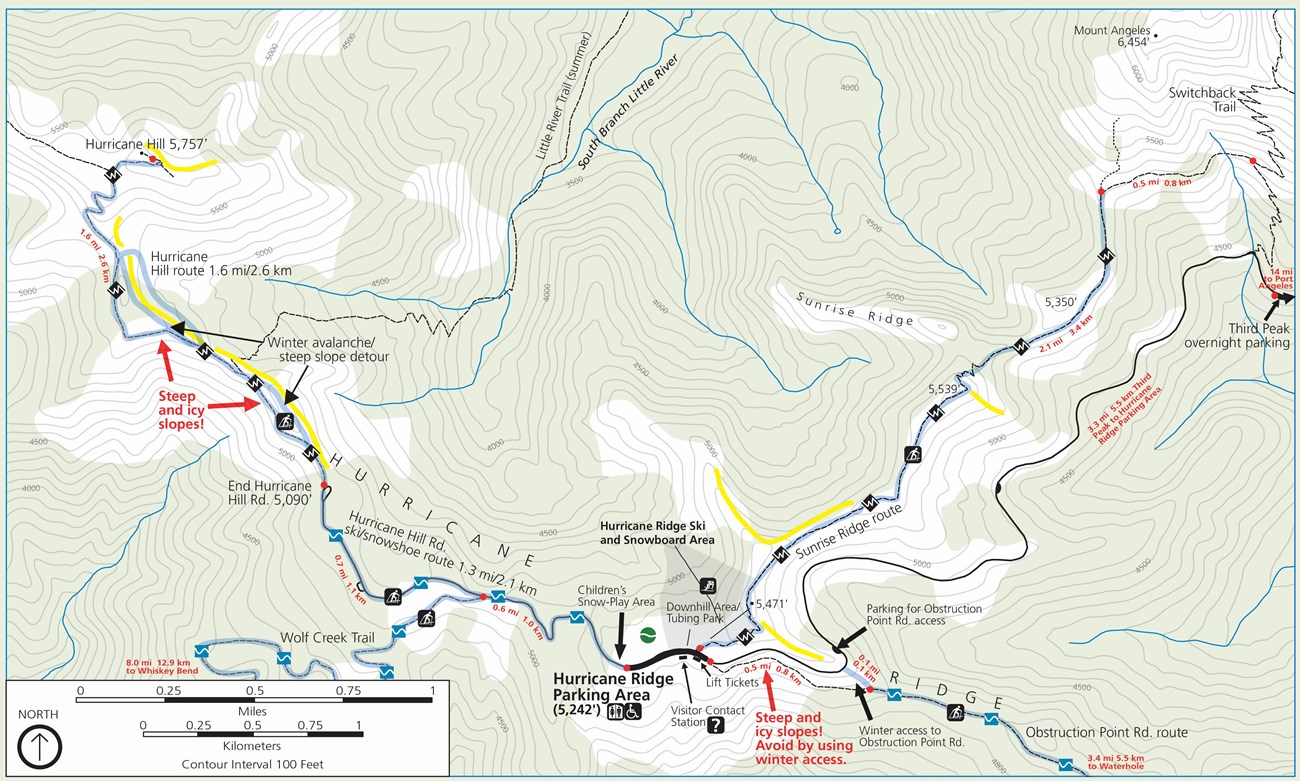 Map of the Hurricane Ridge area in winter.