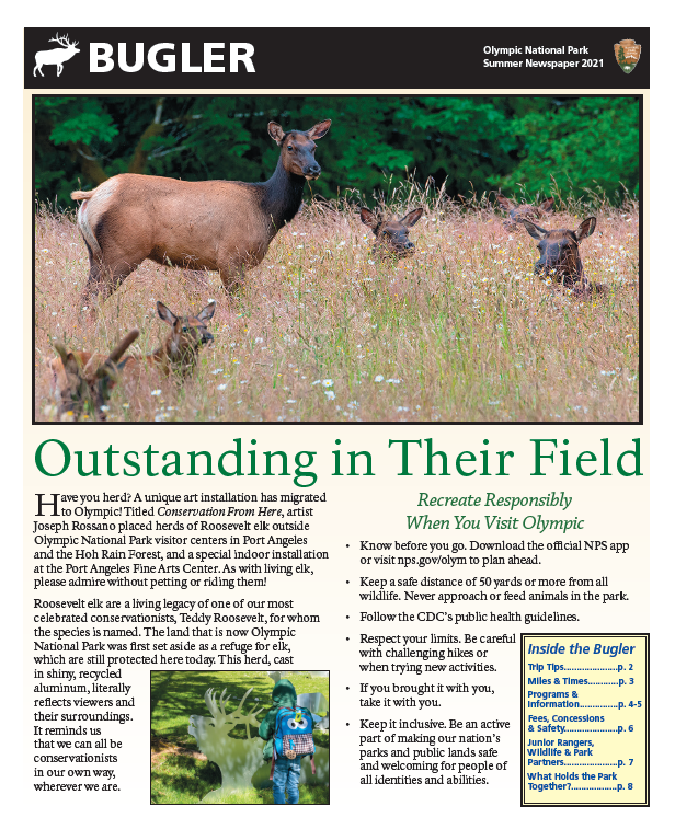 Bugler newspaper front page with image of elk in a field across the top. For full text, follow the link.