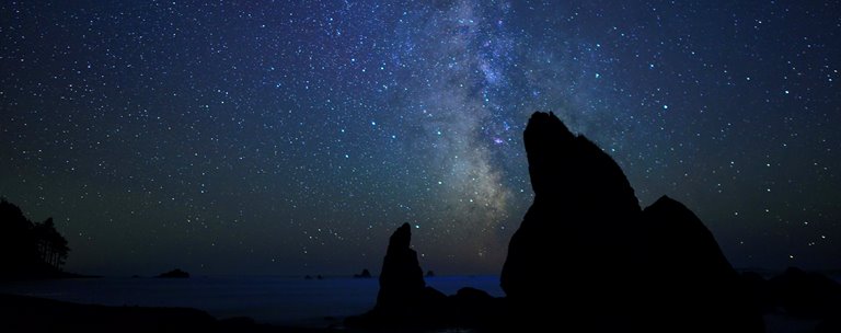 Stars light up the sky above Ruby Beach.
