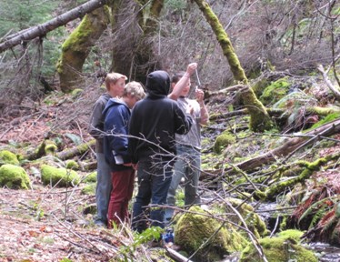 Students test the pH of Cave Creek.