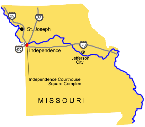 A map of Missouri depicting the major highways.