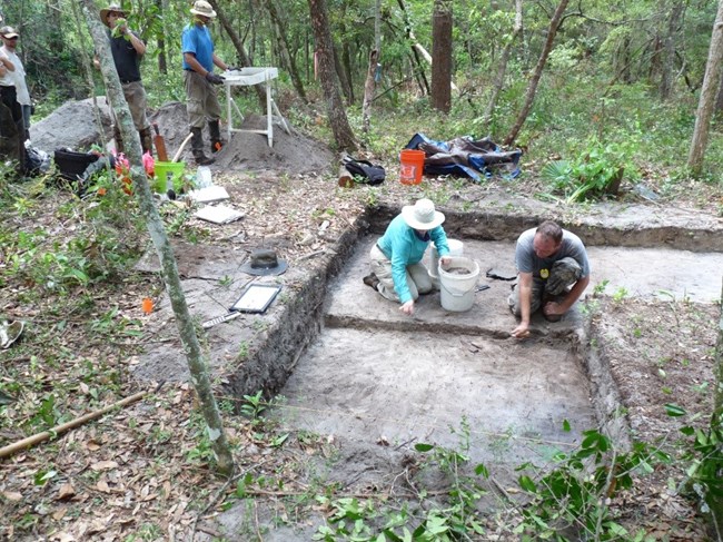 SEAC archeologists excavating at Harrison Ring at Tyndall Air Force Base