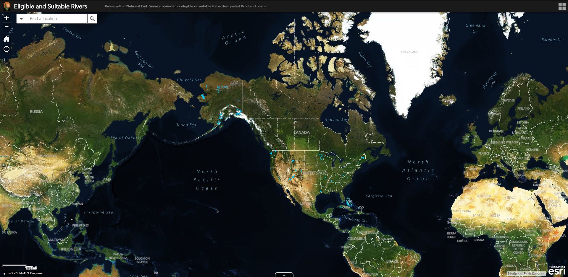 Screenshot of the Eligible Suitable Rivers web mapping application.