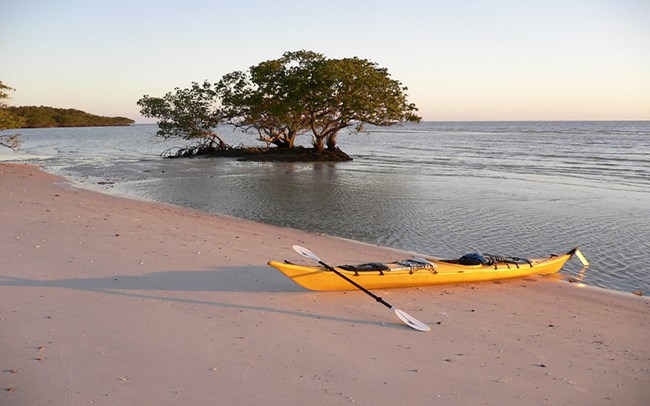 Kayak on beach.