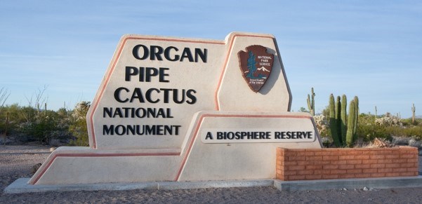 entrance sign to organ pipe cactus national monument