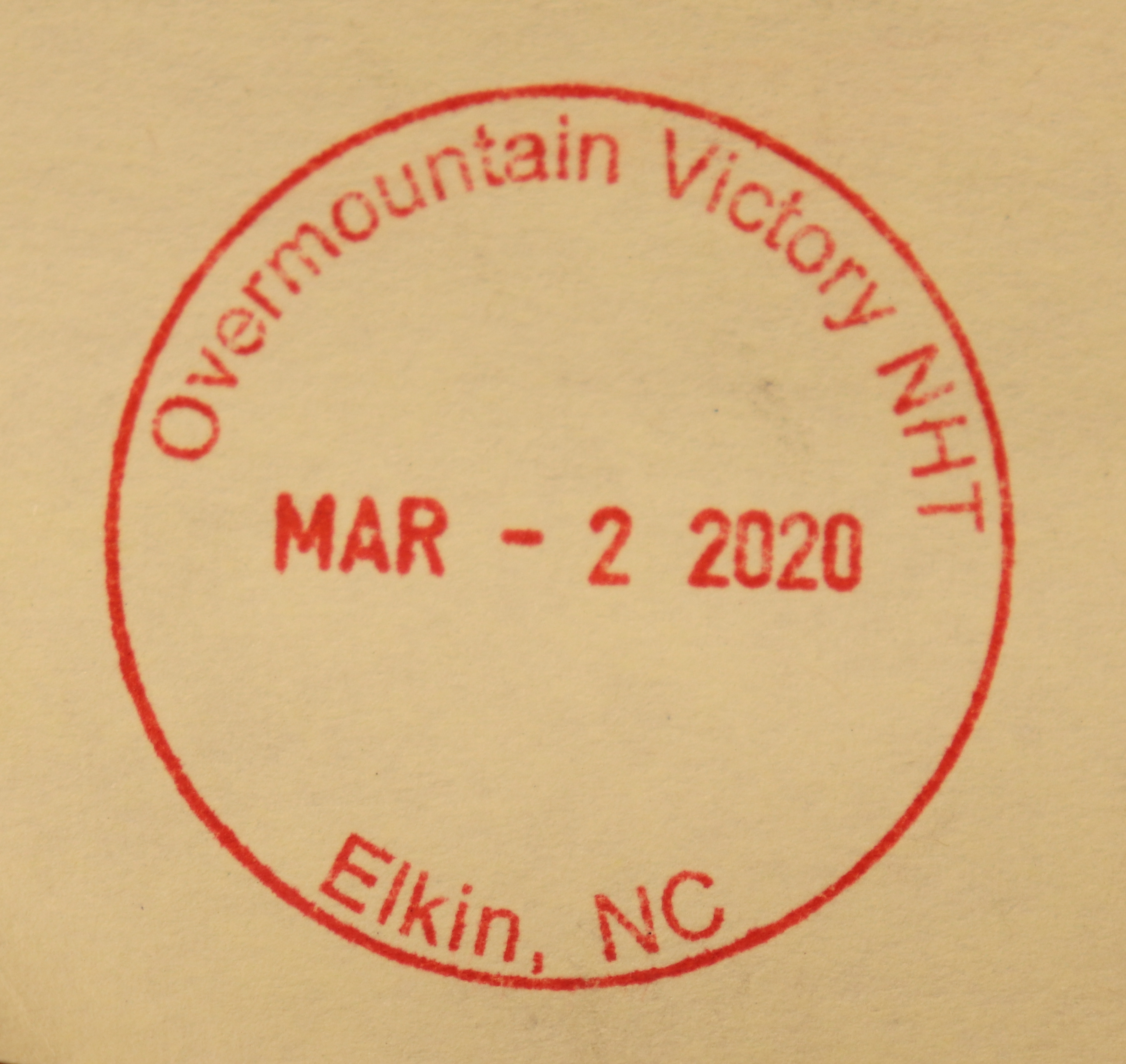 Passport Stamp for the OVNHT for Elkin, NC