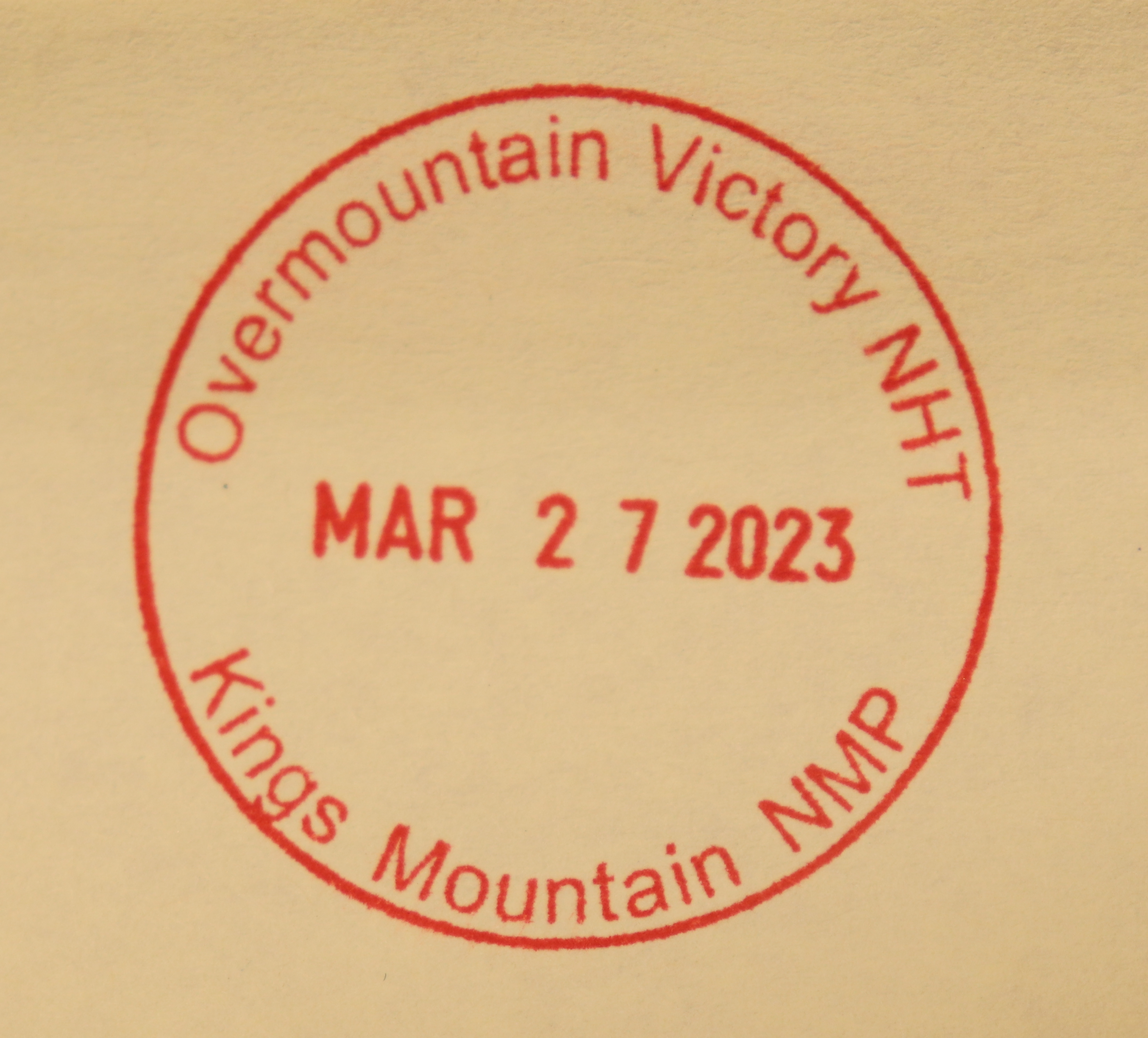 Passport Stamp for Overmountain Victory Trail at Kings Mountain