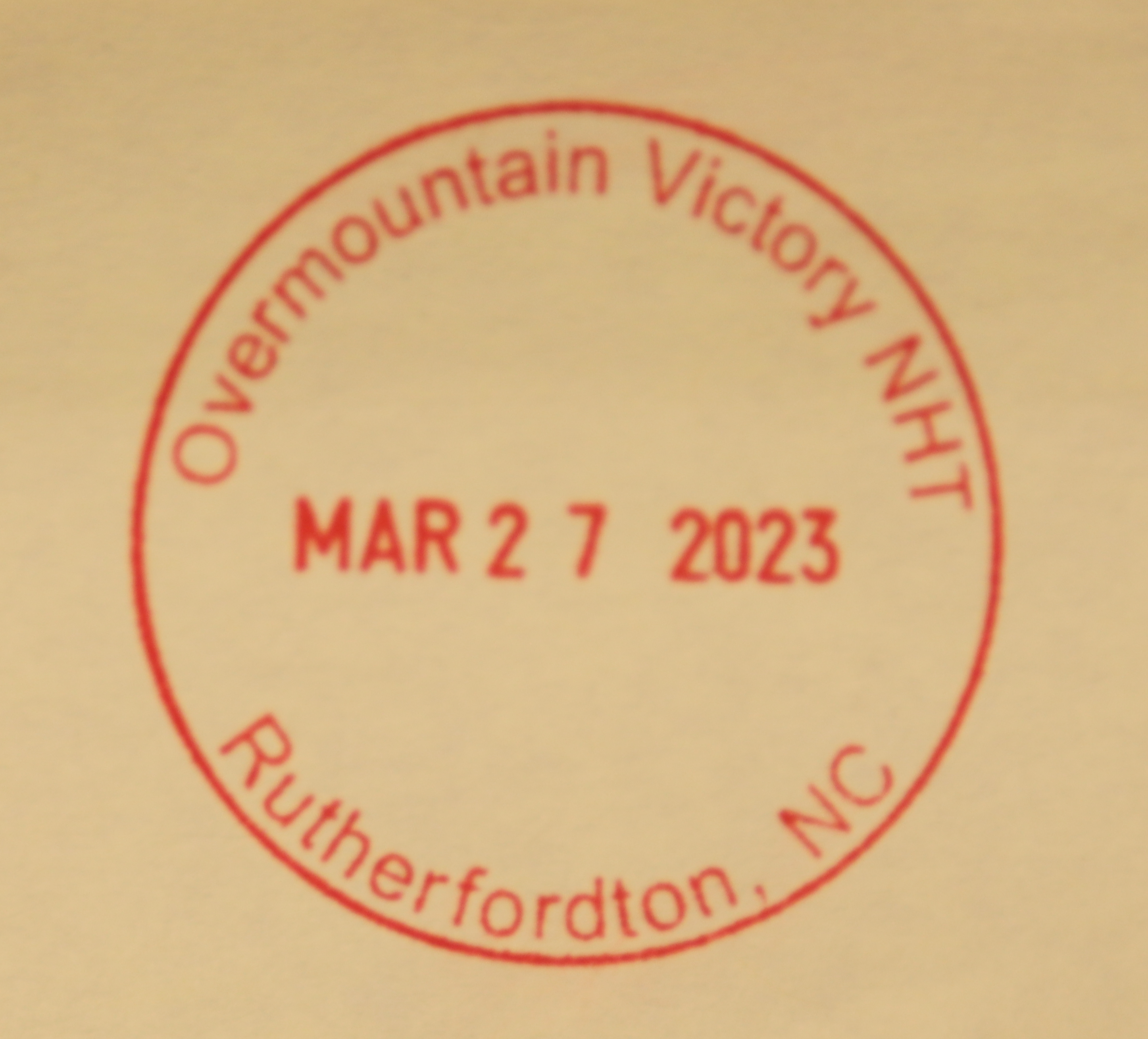 Passport stamp for Rutherfordton NC