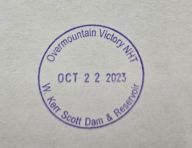 Passport Stamp for the Overmountain Victory National Historic Trail in W. Kerr Scott Dam & Reservoir