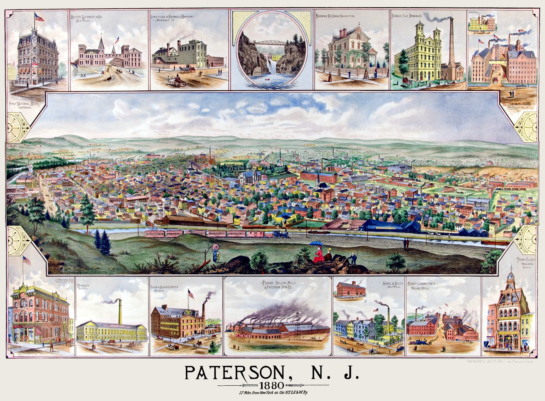 The Birthplace Of The American Industrial Revolution Paterson Great   Paterson New Jersey 1880 Map CROPPED SM 