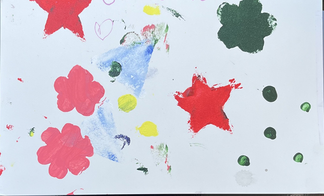 Stars, hearts, and shapes on a white background