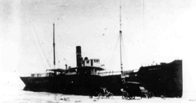 The S. S. Nicaragua as she appeared on the beach ater being grounded.