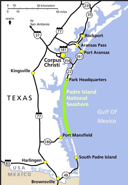 Padre Island and the south Texs area