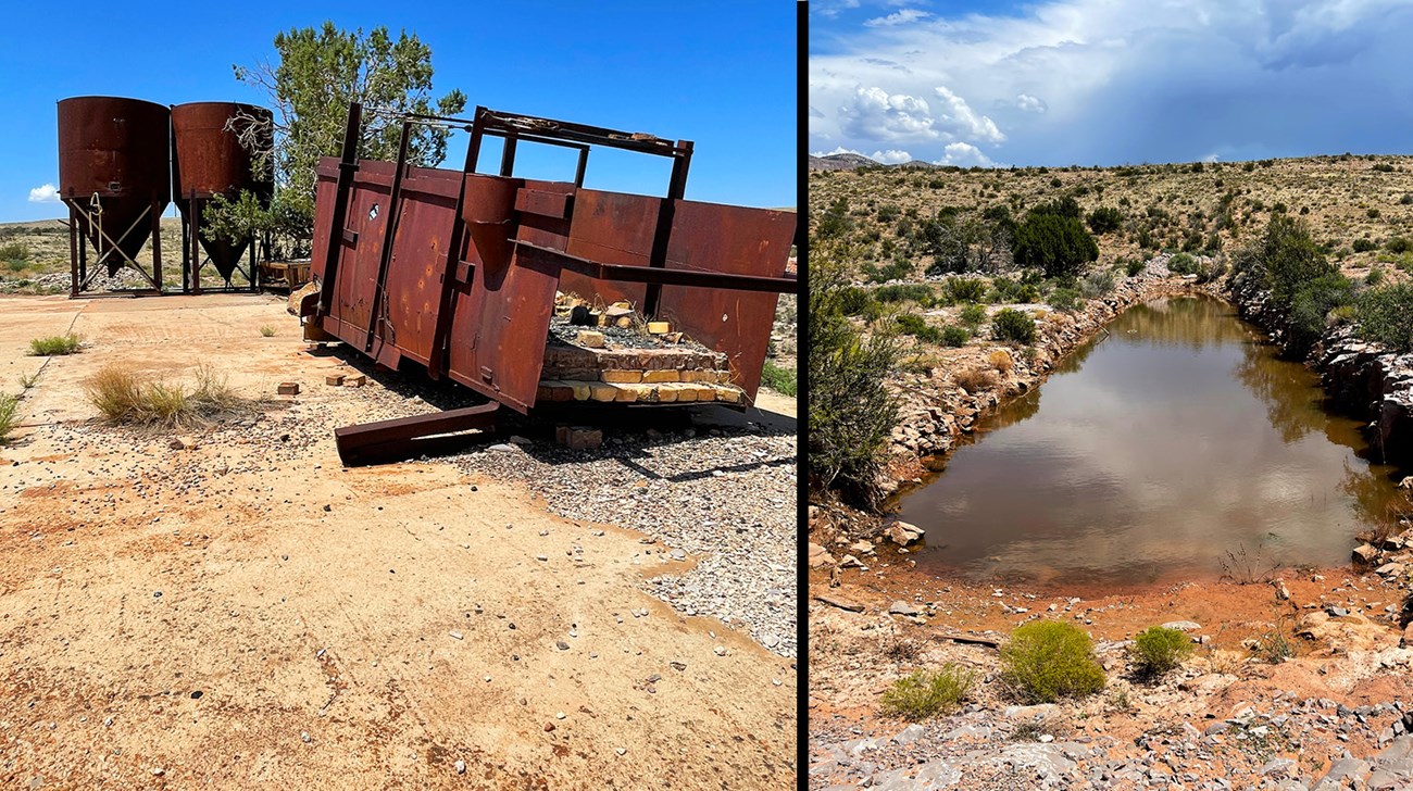 Hoppers, smelter, water trench