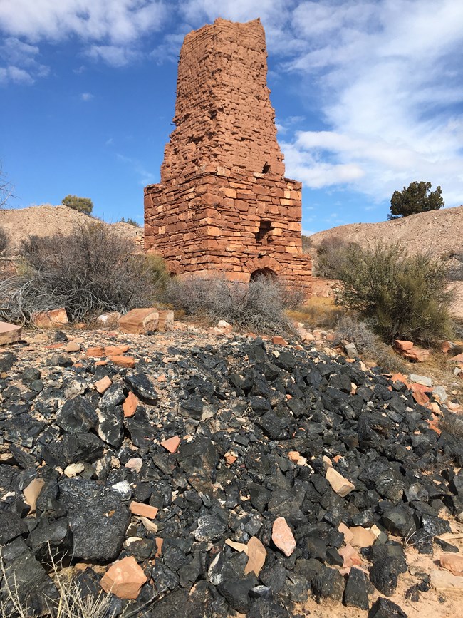 Brick and stone smelter chimney