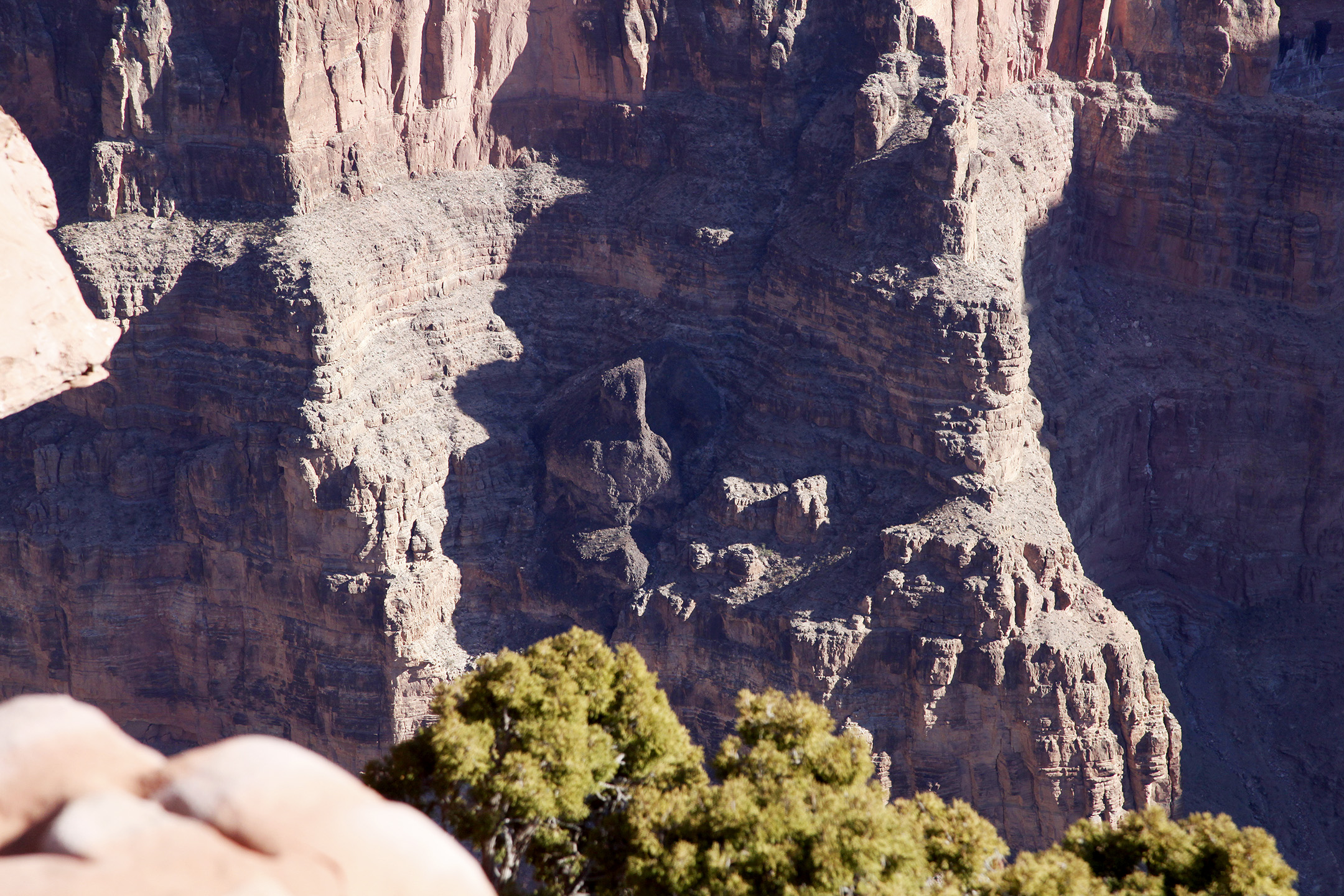 volcanic neck in Grand Canyon cliff face