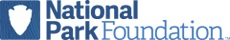 National Park Foundation logo, blue with arrowhead silhouette